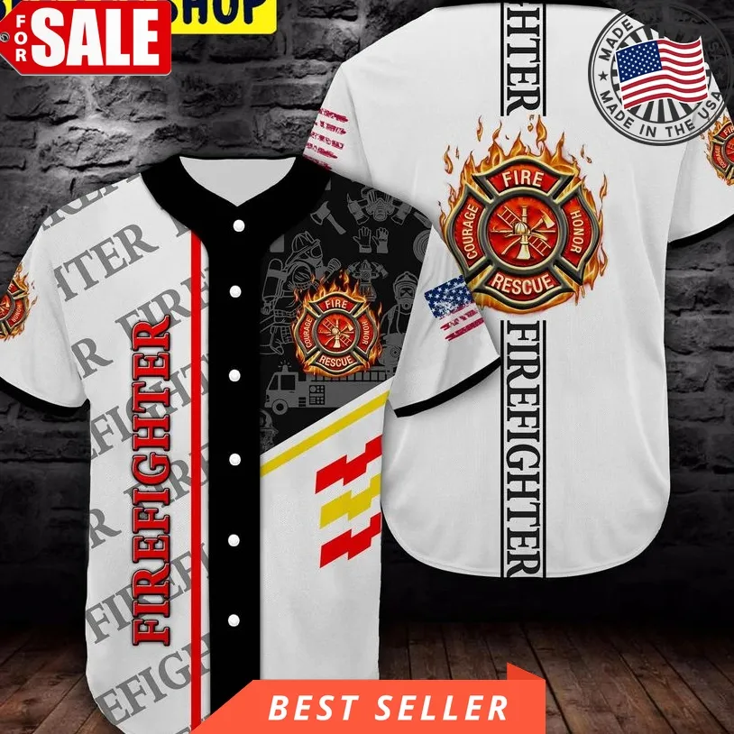 Firefighter Lover Best Gift White Trending Jersey Baseball