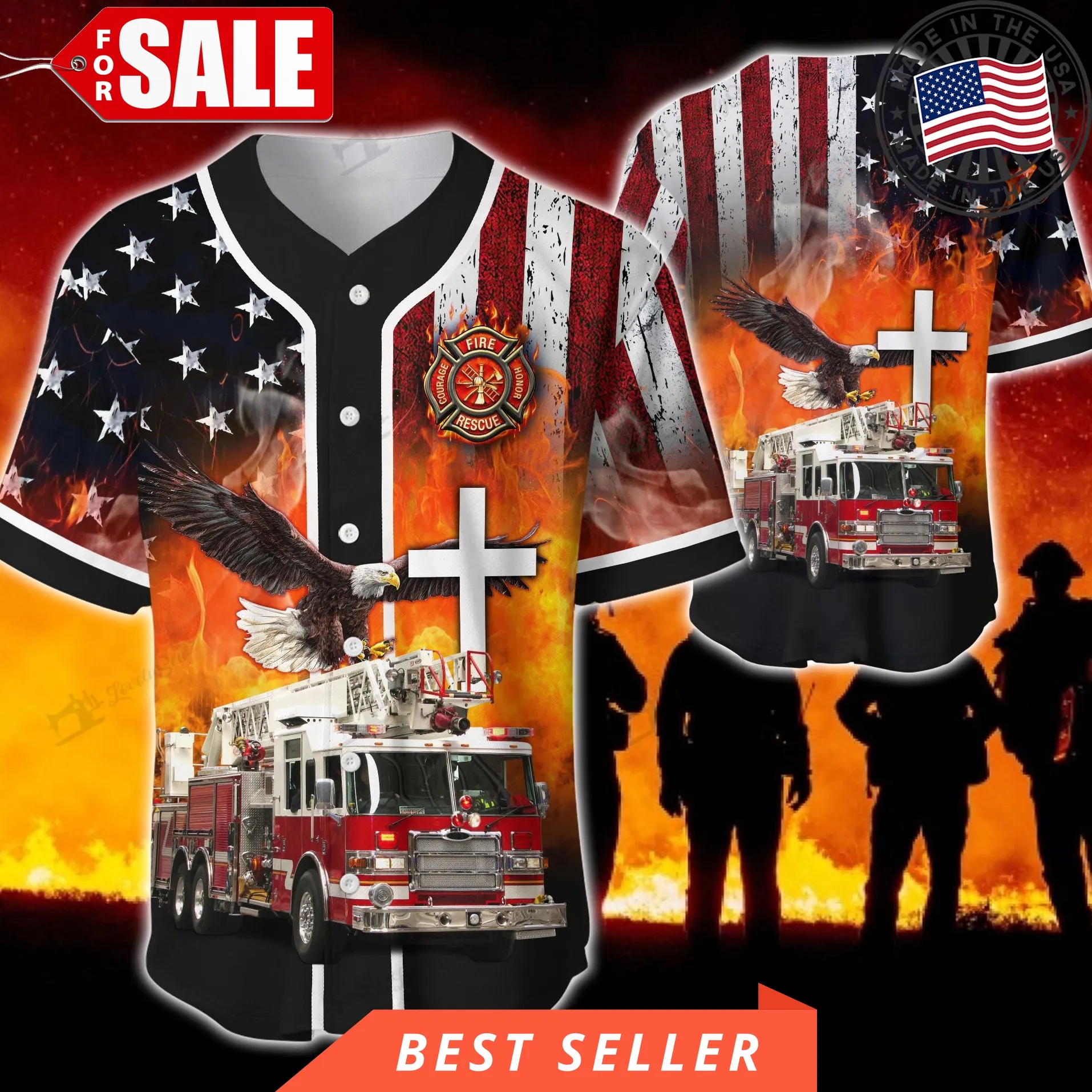 Firefighter Truck Baseball Baseball Jersey Shirt
