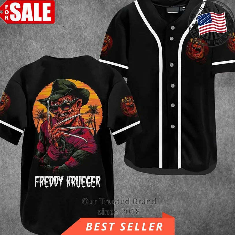 Freddy Kruege Horror Black Baseball Jersey