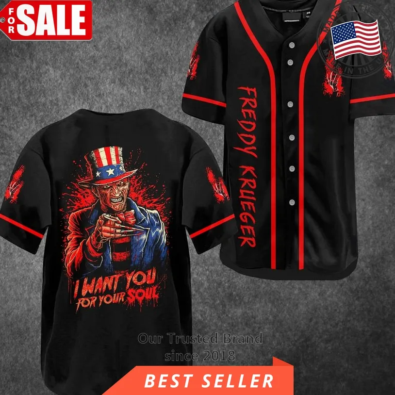 Freddy Kruege I Want You For Your Soul Baseball Jersey