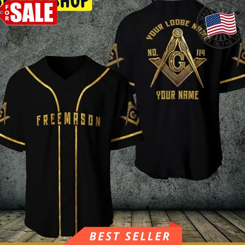 Freemason Custom Logde Name Black Trending Jersey Baseball