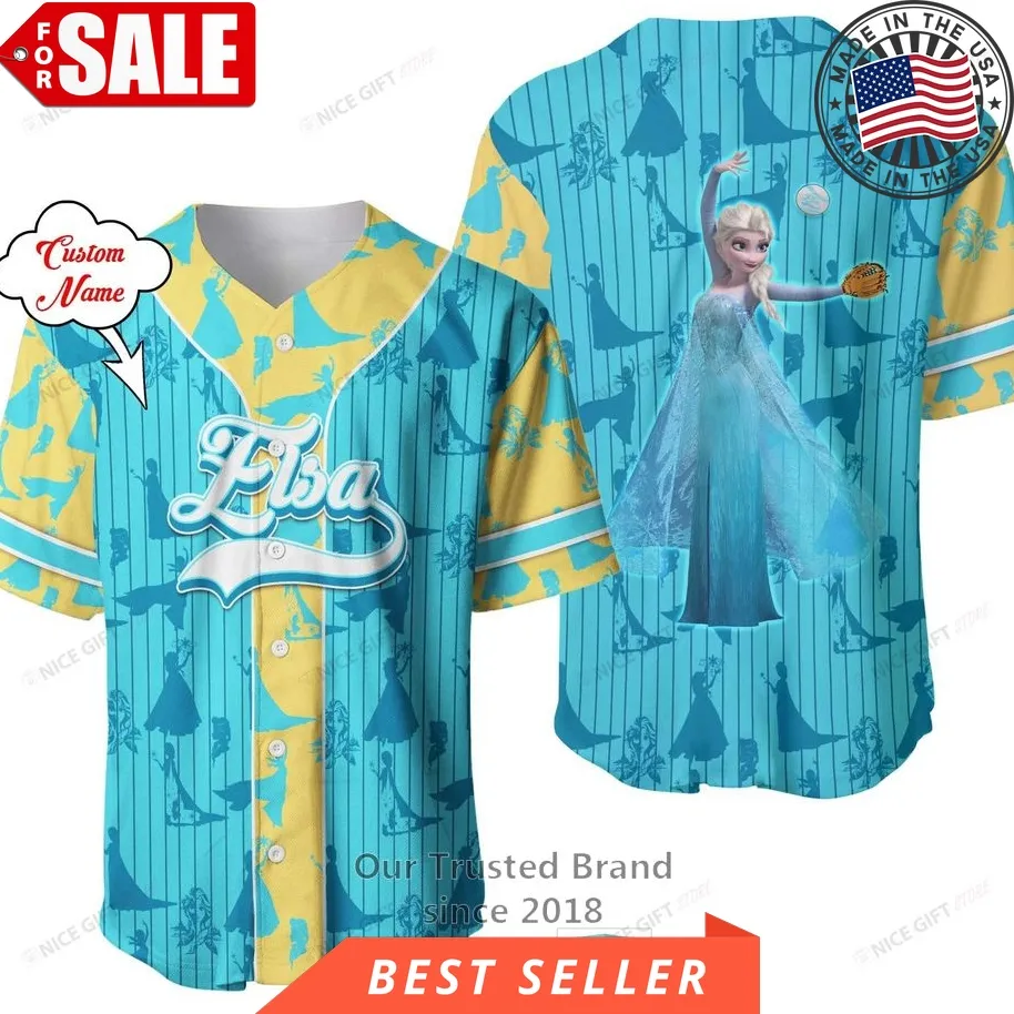 Frozen Elsa Custom Name Baseball Jersey Shirt