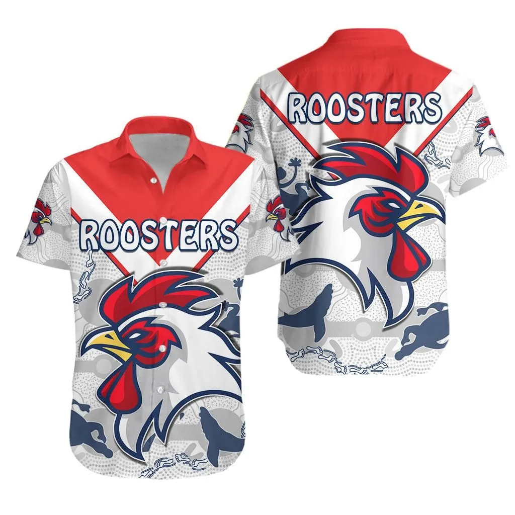 Roosters Hawaiian Shirt Sydney Indigenous Version White Lt13_1