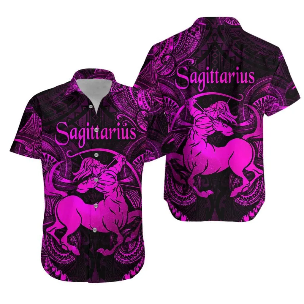Sagittarius Zodiac Polynesian Hawaiian Shirt Unique Style Pink Lt8_1