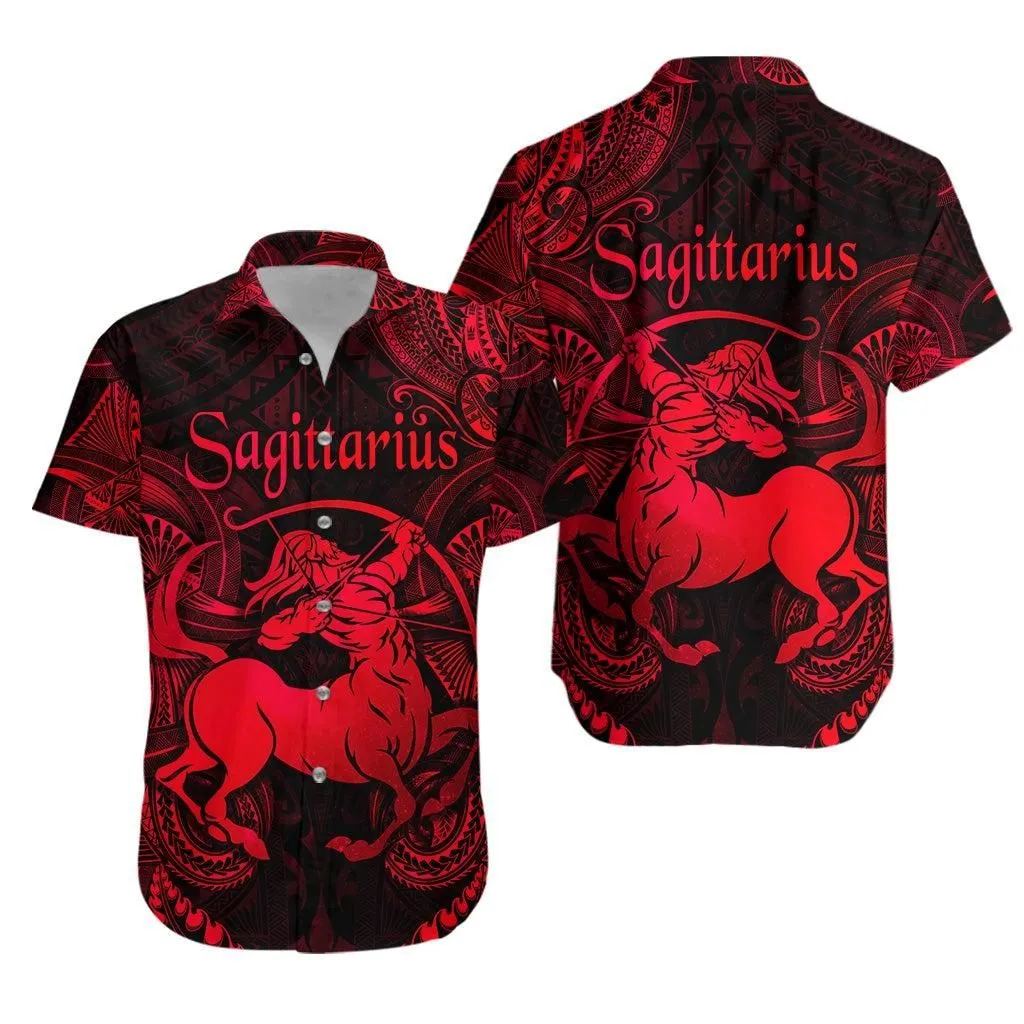 Sagittarius Zodiac Polynesian Hawaiian Shirt Unique Style Red Lt8_1