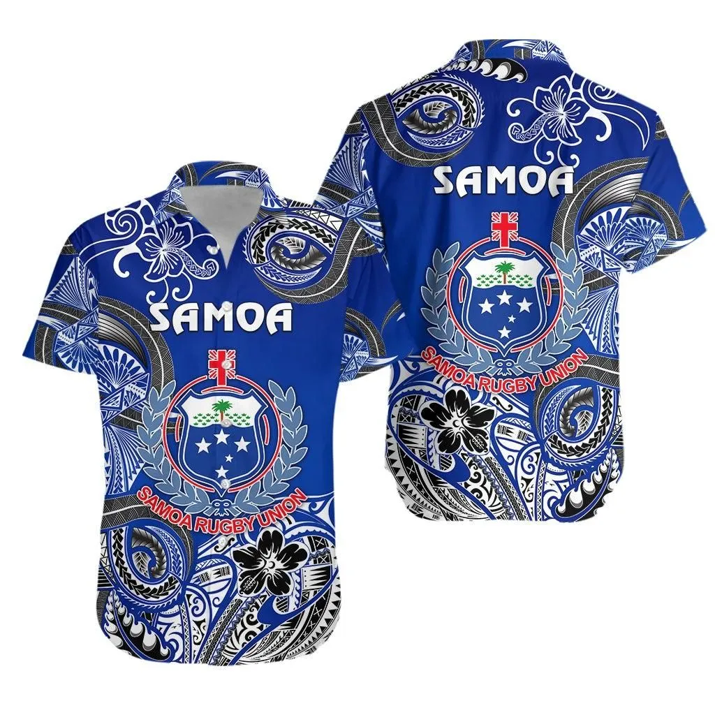 Samoa Manu Hawaiian Shirt Rugby Unique Style Blue White Lt8_1