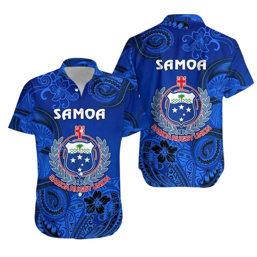 Samoa Manu Hawaiian Shirt Rugby Unique Style Full Blue Lt8_1