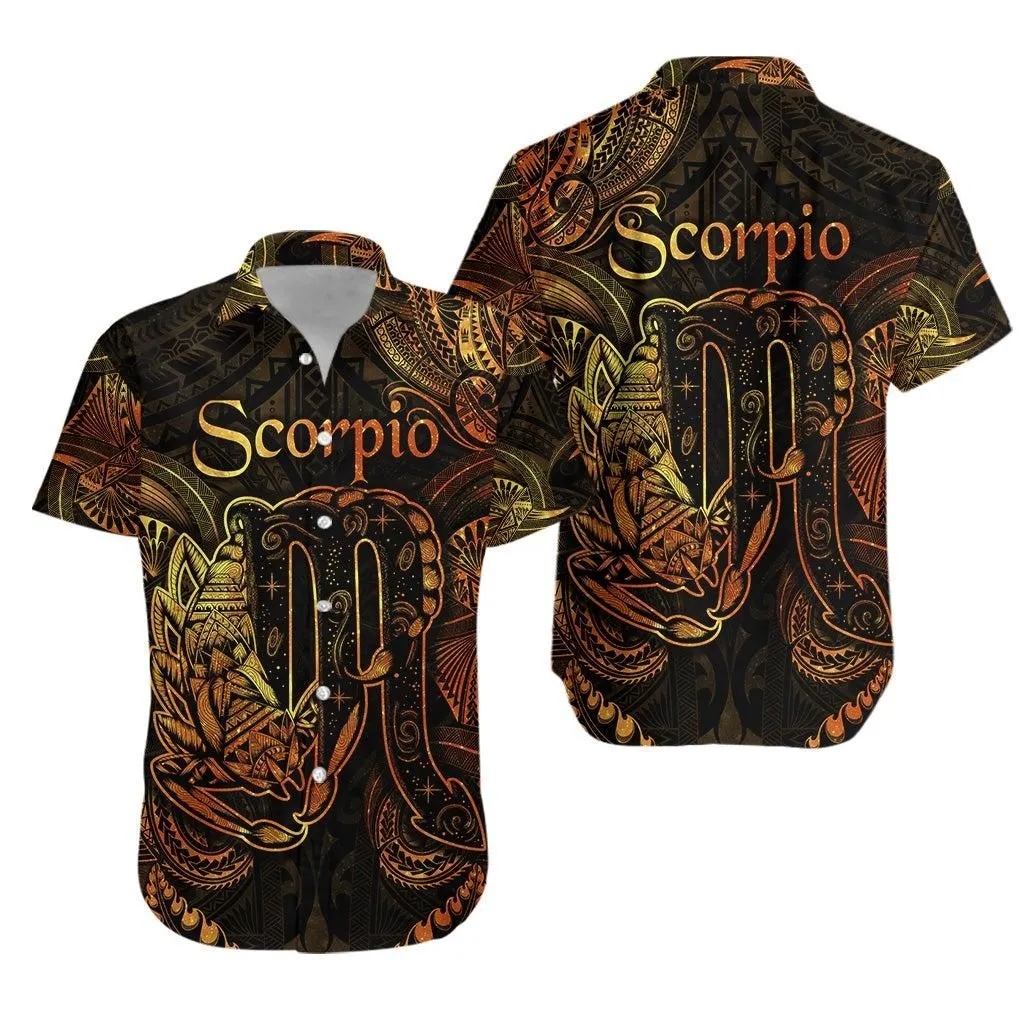 Scorpio Zodiac Polynesian Hawaiian Shirt Unique Style Gold Lt8_1