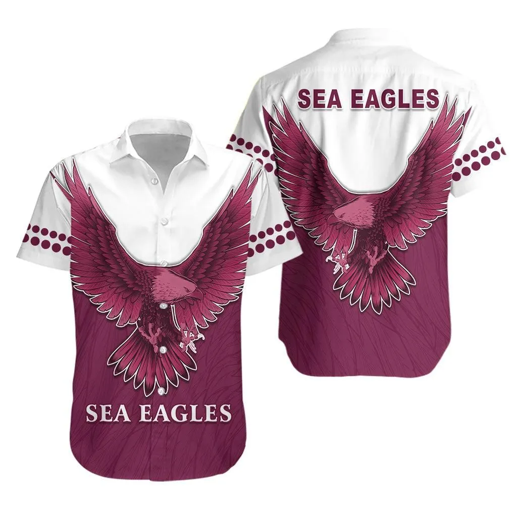 Sea Eagles 2021 Hawaiian Shirt Manly Warringah Feather Lt13_1