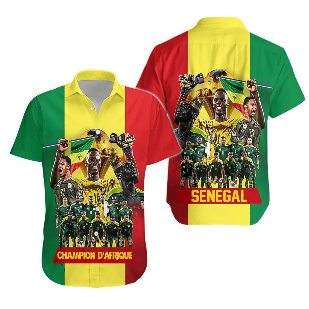 Senegal Football Champion Dafrique Hawaiian Shirt Senegal Flag Lt7_0