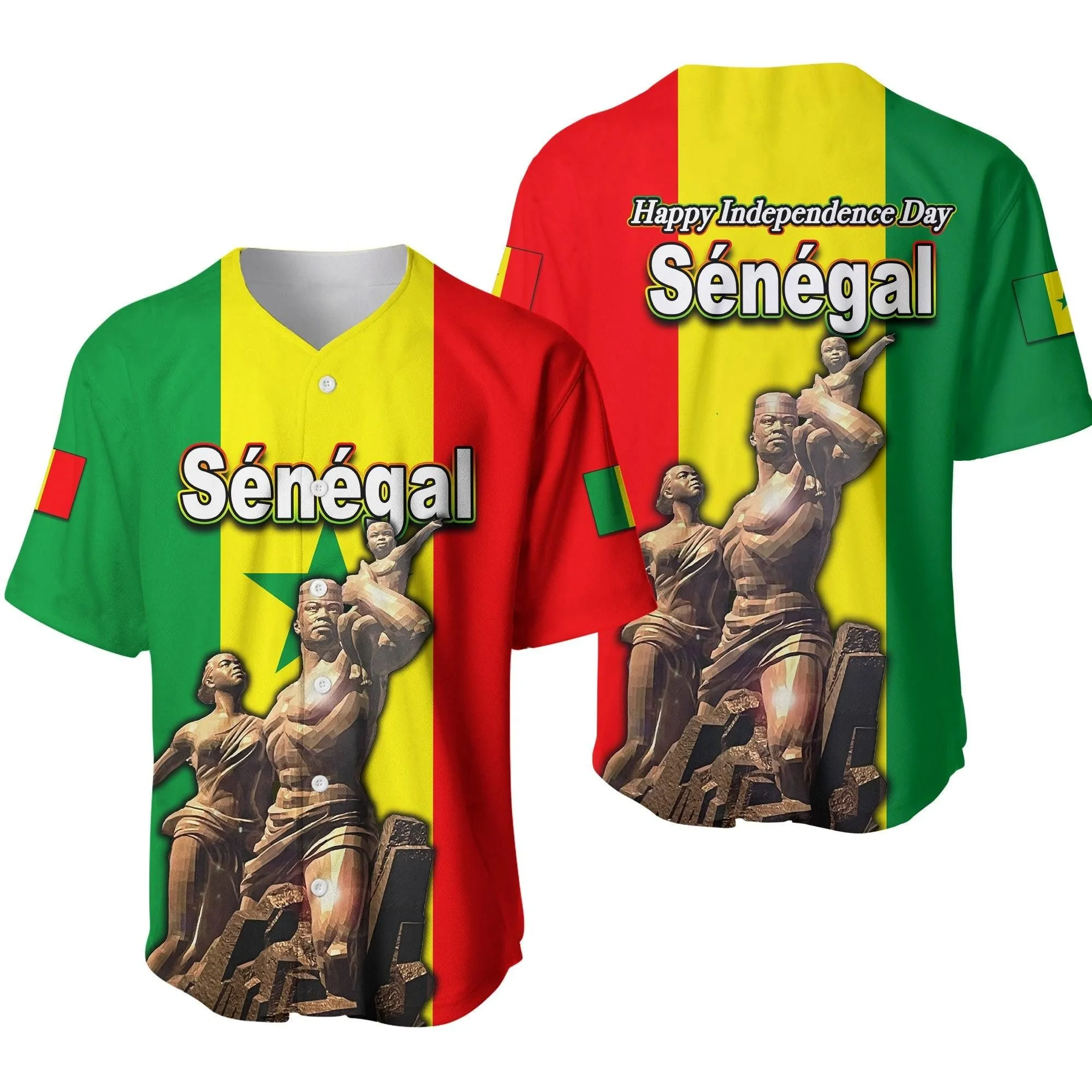 Senegal Independence Day Baseball Shirt African Renaissance Monument Lt6_2
