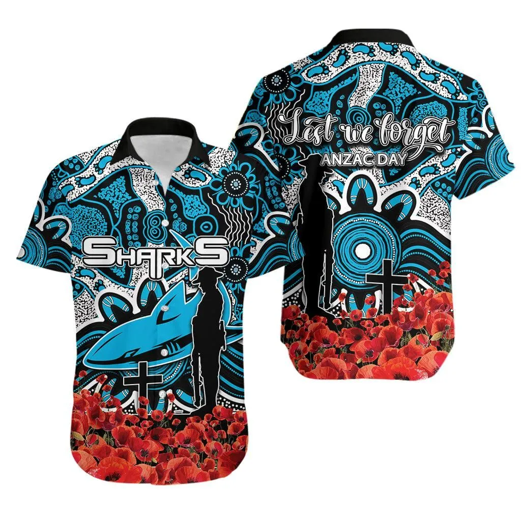 Sharks Hawaiian Shirt Anzac Day Poppy Flowers With Aboriginal Lt6_1