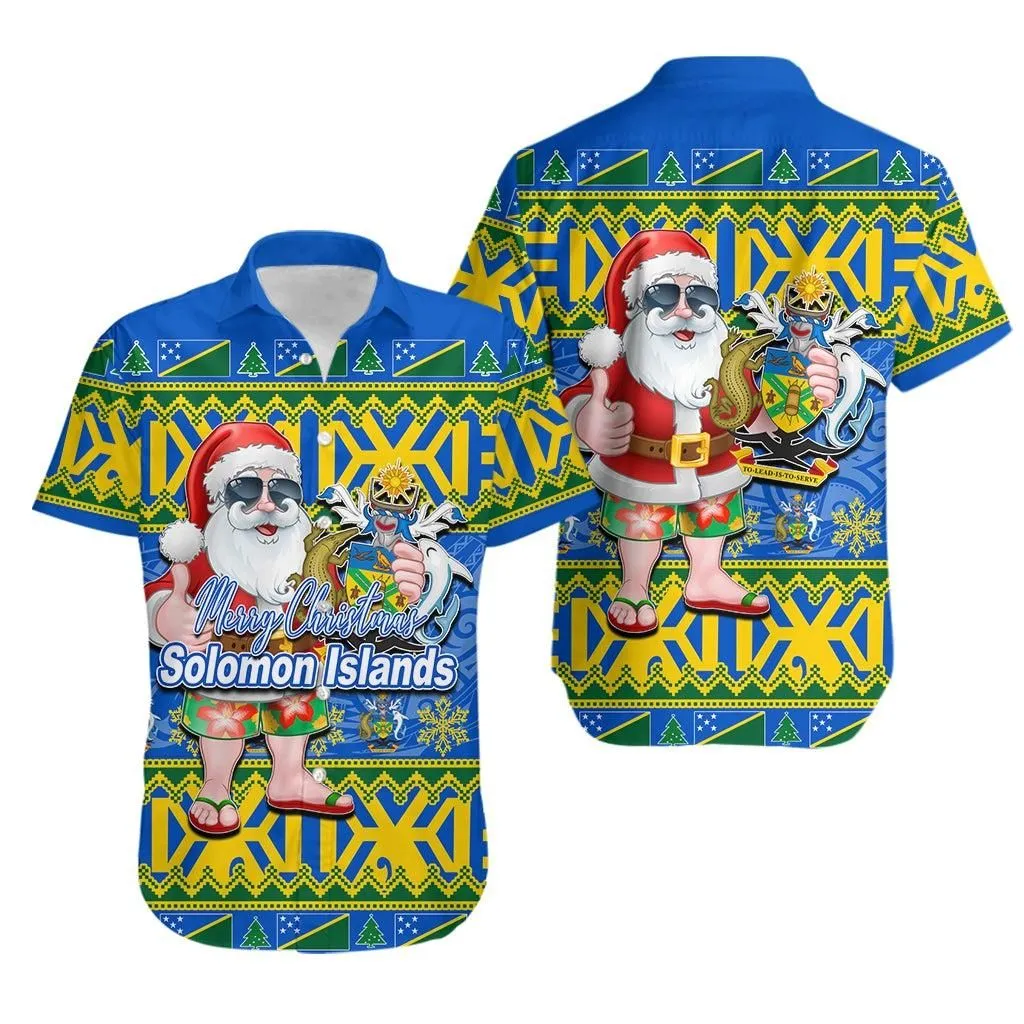 Solomon Islands Christmas Hawaiian Shirt Cool Santa Claus Lt6_1