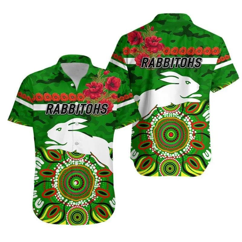 South Sydney Rabbitohs Anzac 2022 Hawaiian Shirt Indigenous Vibes   Green Lt8_1