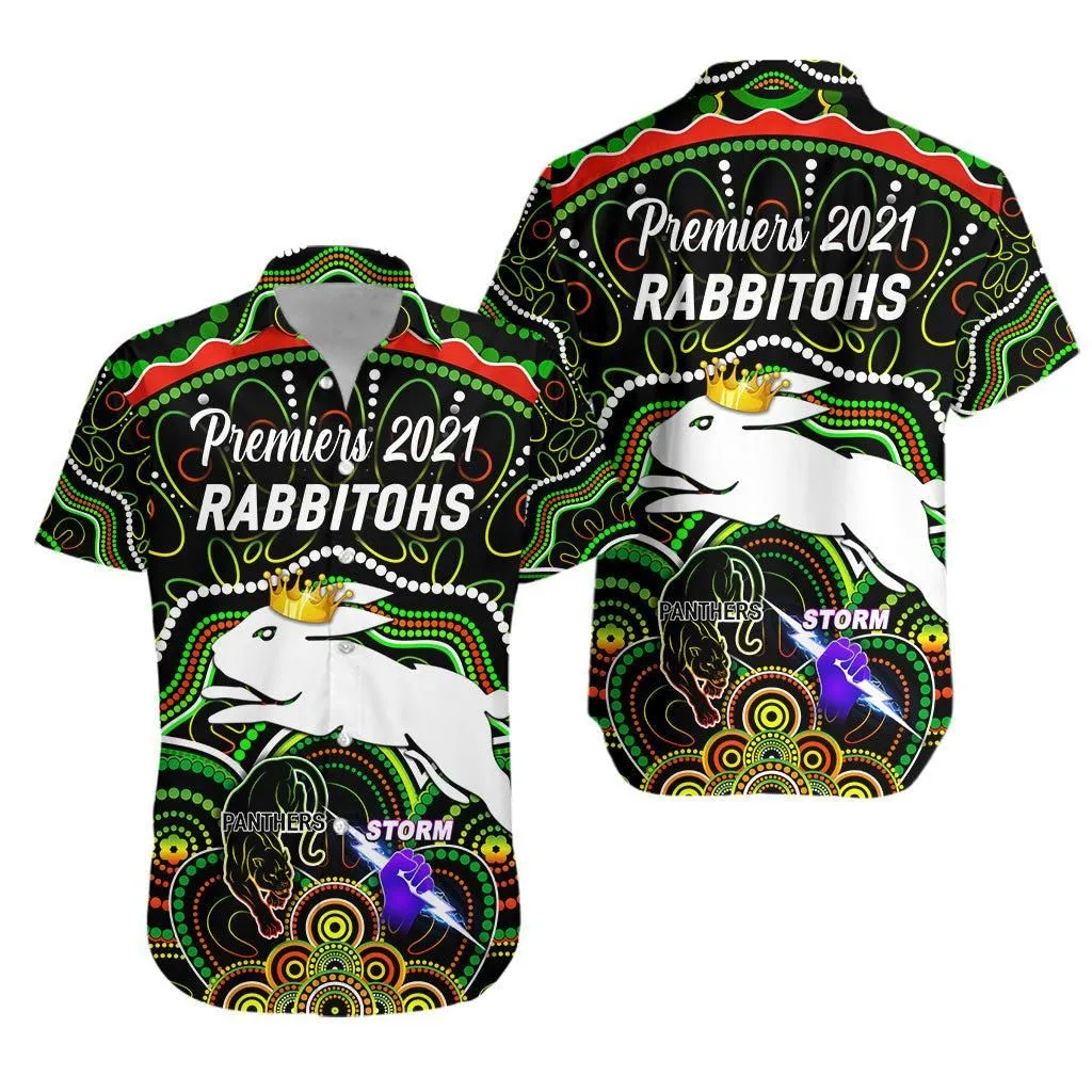 South Sydney Rabbitohs Hawaiian Shirt 2021 Indigenous Premiers   The King   Black Lt8_1