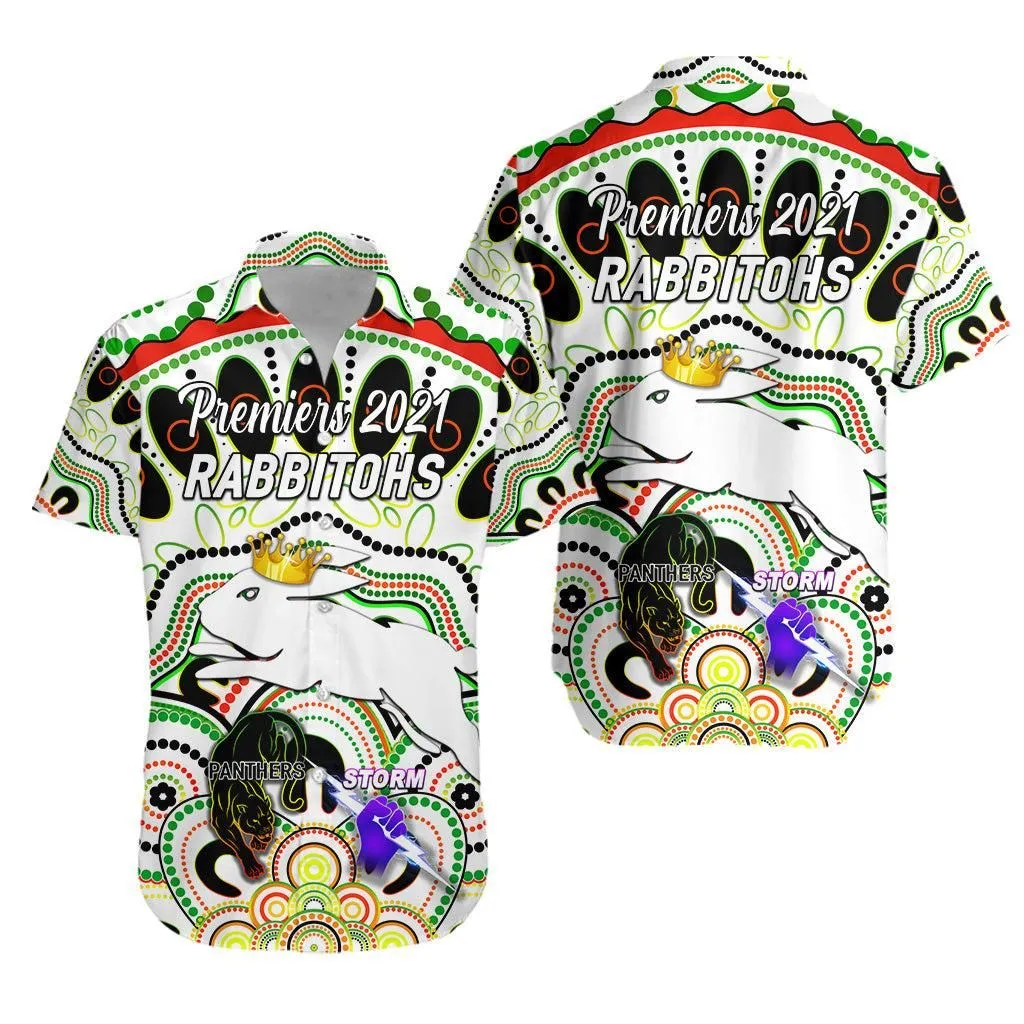 South Sydney Rabbitohs Hawaiian Shirt 2021 Indigenous Premiers   The King   White Lt8_1