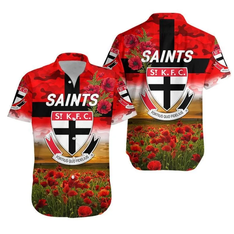 St Kilda Saints Anzac Hawaiian Shirt Poppy Vibes Lt8_1