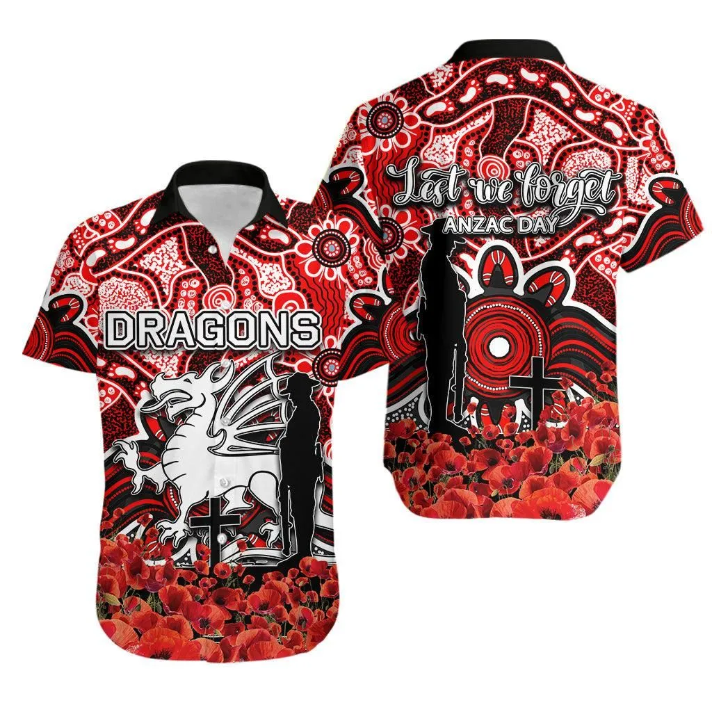 St George Dragons Hawaiian Shirt Anzac Day Poppy Flowers With Aboriginal Lt6_1