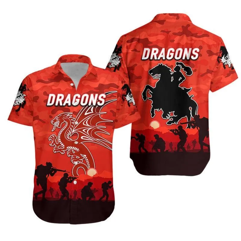 St George Illawarra Dragons Anzac 2022 Hawaiian Shirt Simple Style   Red Lt8_1