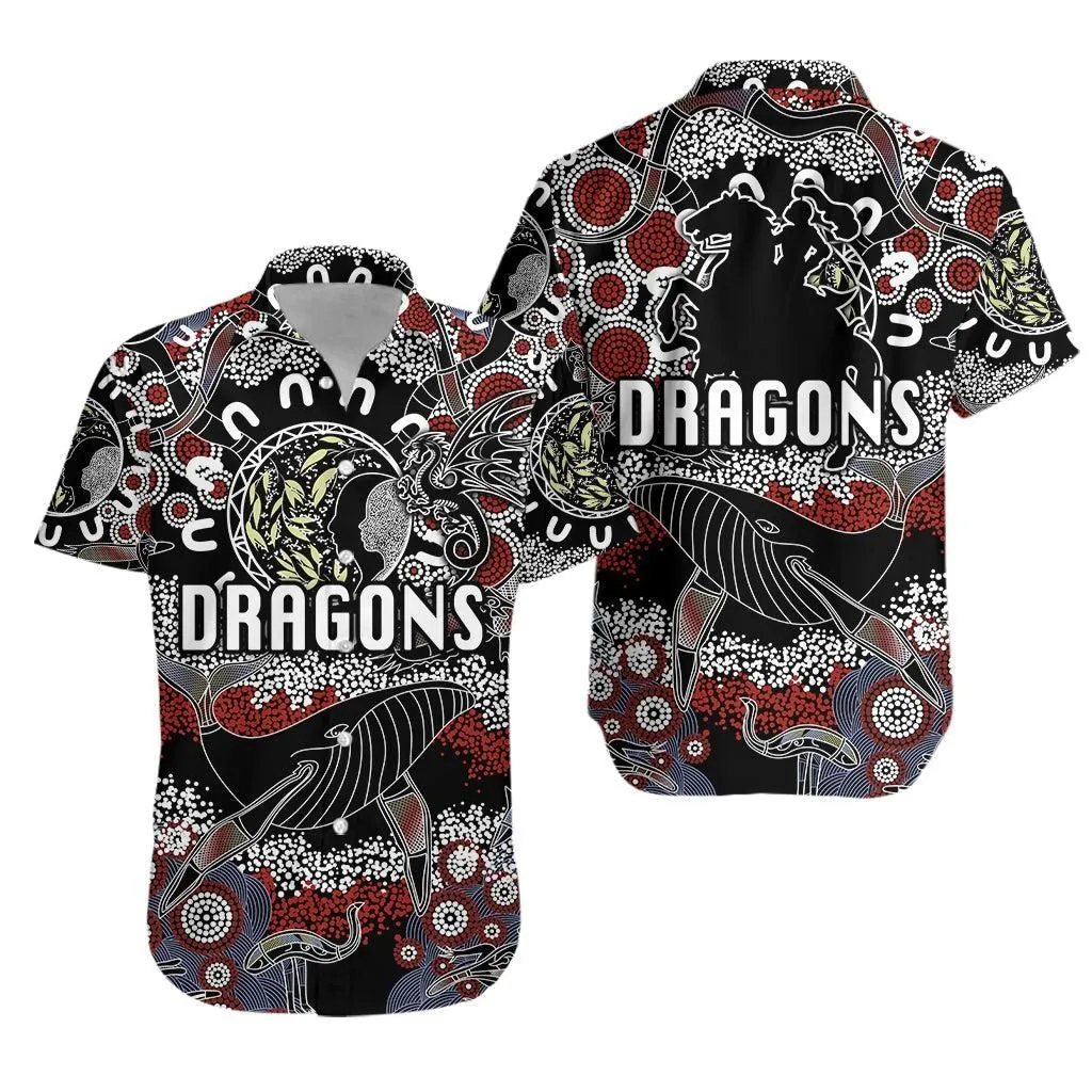 St George Illawarra Dragons Hawaiian Shirt 2021 Indigenous   Black Lt8_1