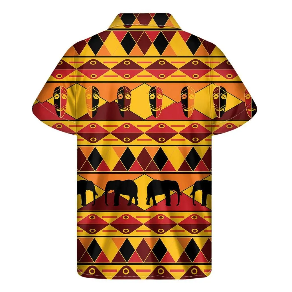 Sunset African Tribal Pattern Print Mens Short Sleeve Shirt_0