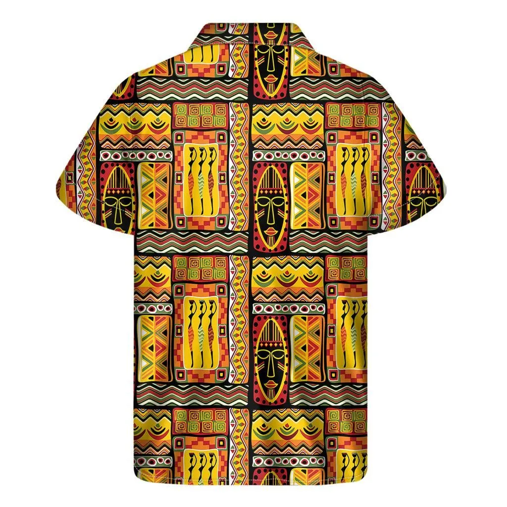 Sunset Ethnic African Tribal Print Mens Short Sleeve Shirt_0