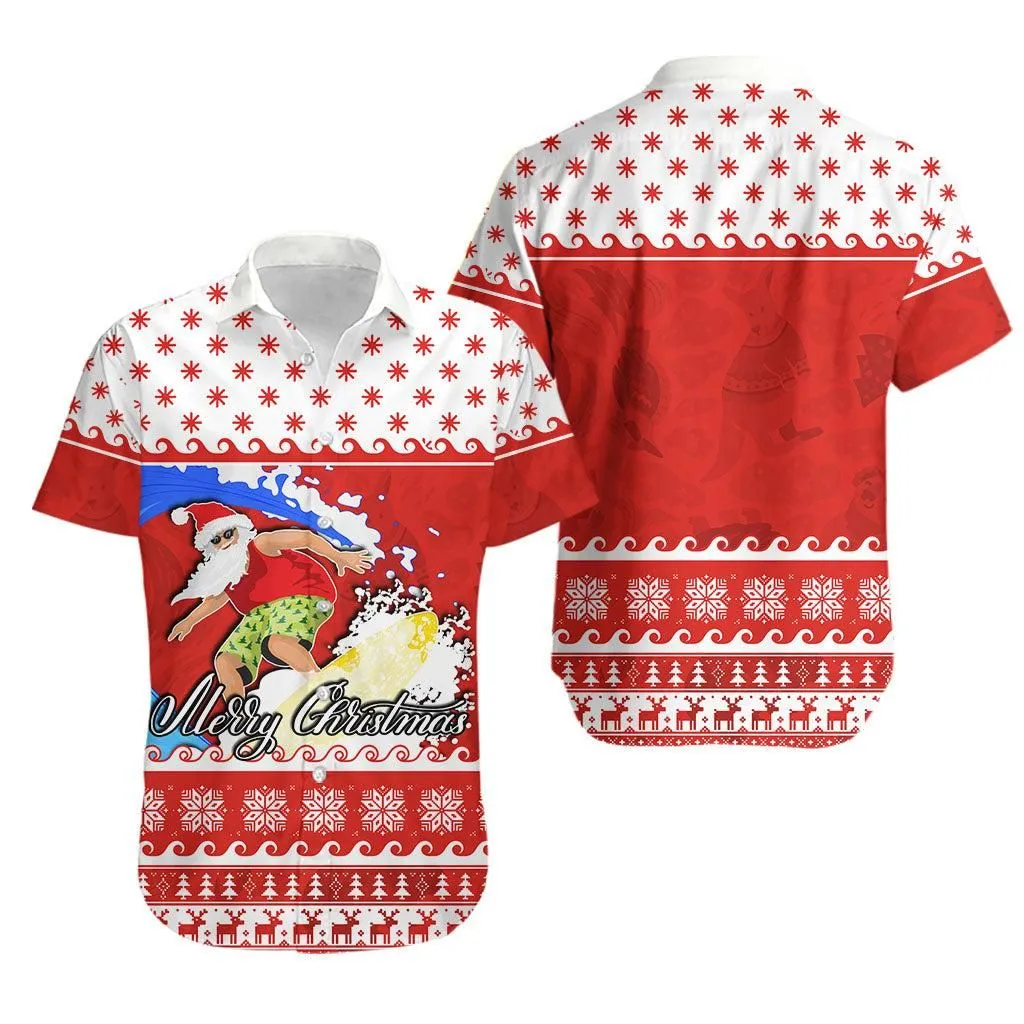 Surfing Santa Claus Hawaiian Shirt Christmas Australia Red Style Lt6_1