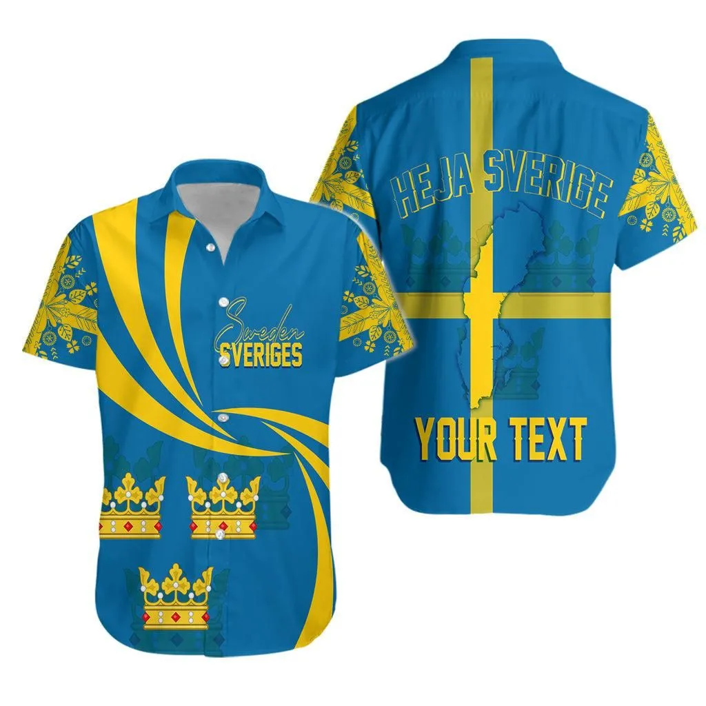 Sweden Three Crowns Personalised Hawaiian Shirt Heja Sverige Lt7_0