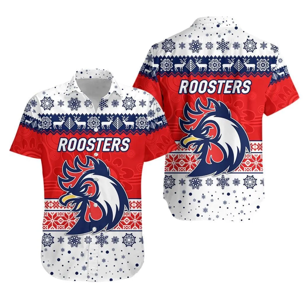 Sydney Roosters Hawaiian Shirt Christmas Simple Style   White Lt8_1