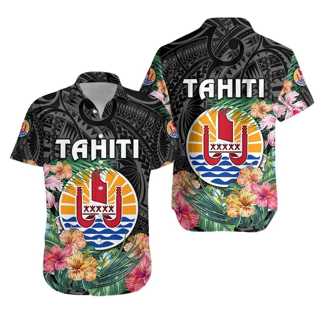Tahiti Hawaiian Shirt French Polynesia Simple Vibes Black Lt8_1