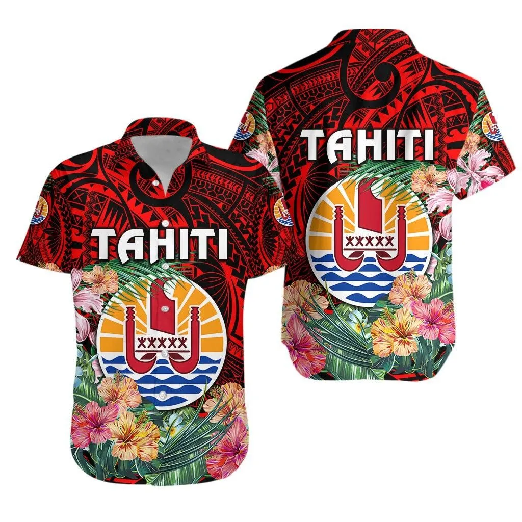 Tahiti Hawaiian Shirt French Polynesia Simple Vibes Red Lt8_1