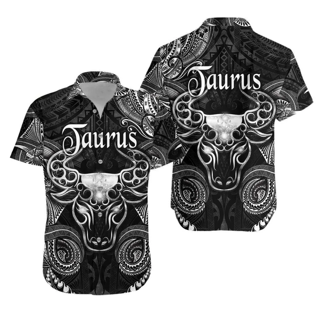 Taurus Zodiac Polynesian Hawaiian Shirt Unique Style Black Lt8_1