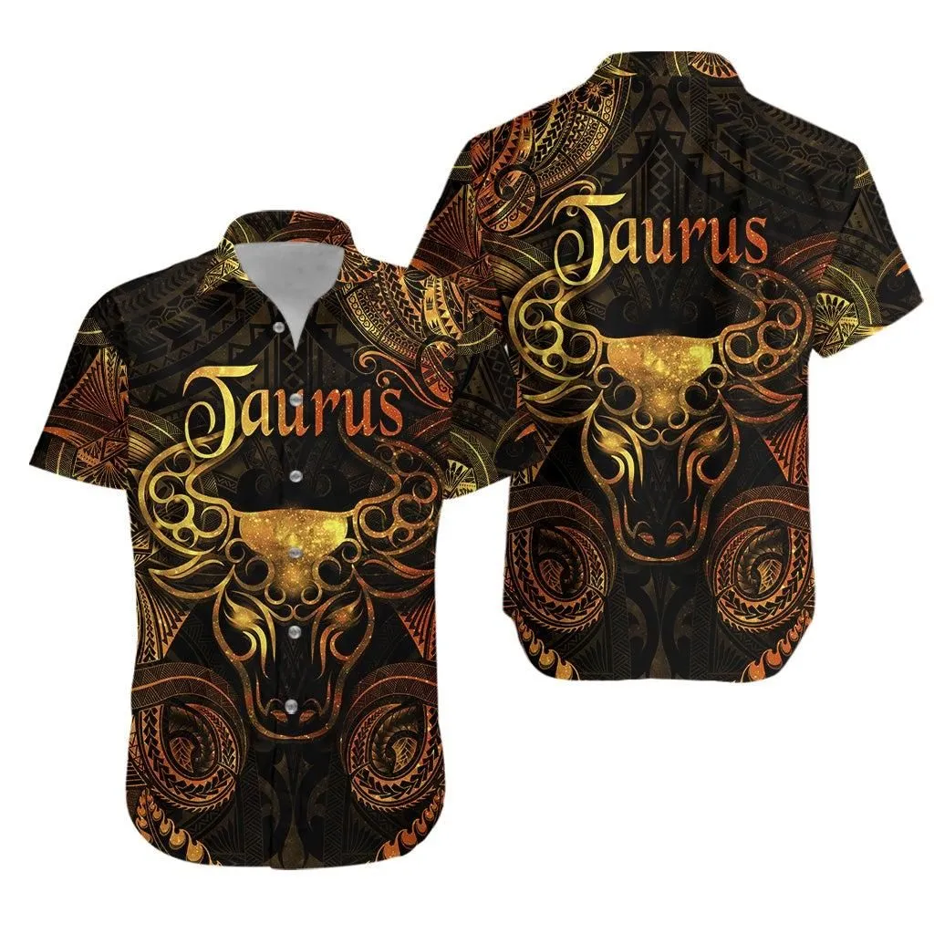 Taurus Zodiac Polynesian Hawaiian Shirt Unique Style Gold Lt8_1
