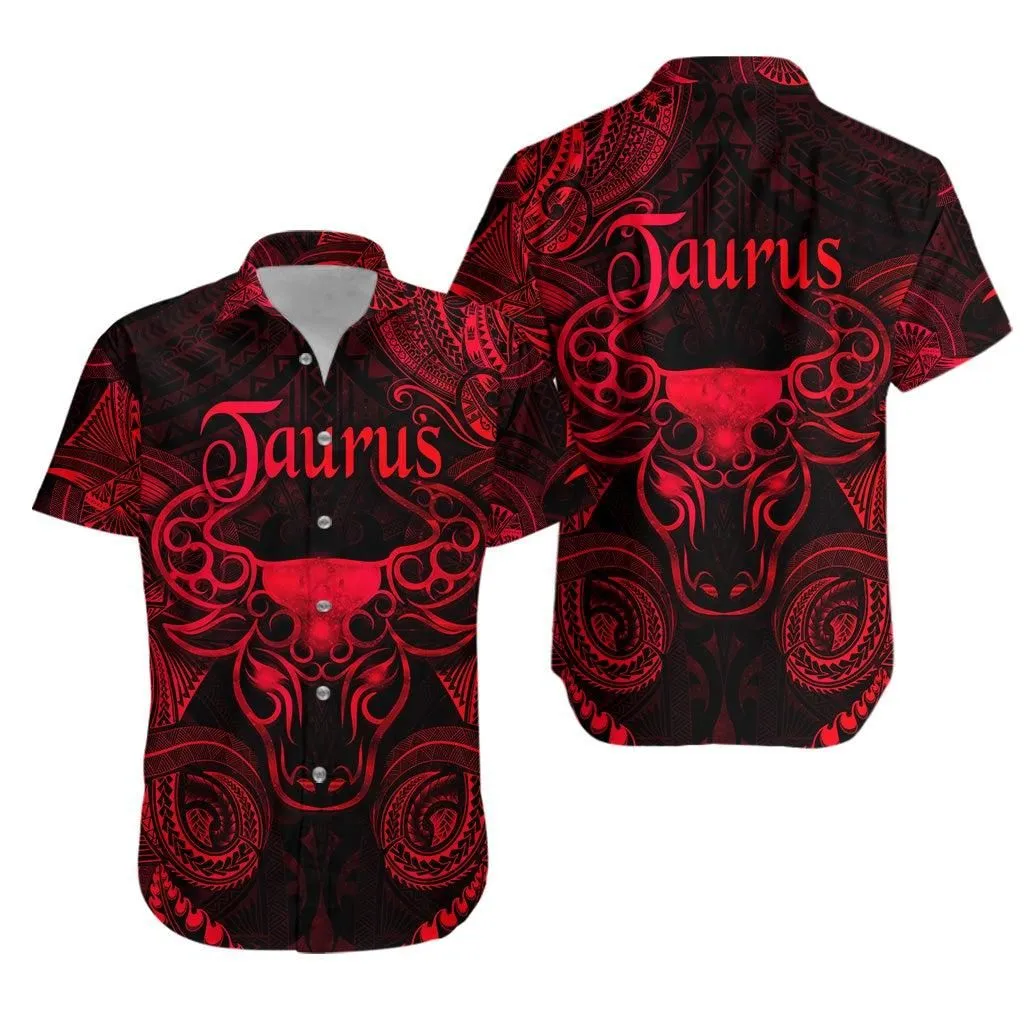 Taurus Zodiac Polynesian Hawaiian Shirt Unique Style Red Lt8_1