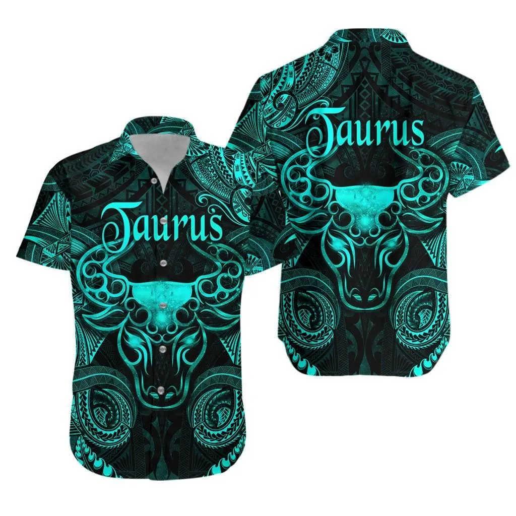 Taurus Zodiac Polynesian Hawaiian Shirt Unique Style Turquoise Lt8_1