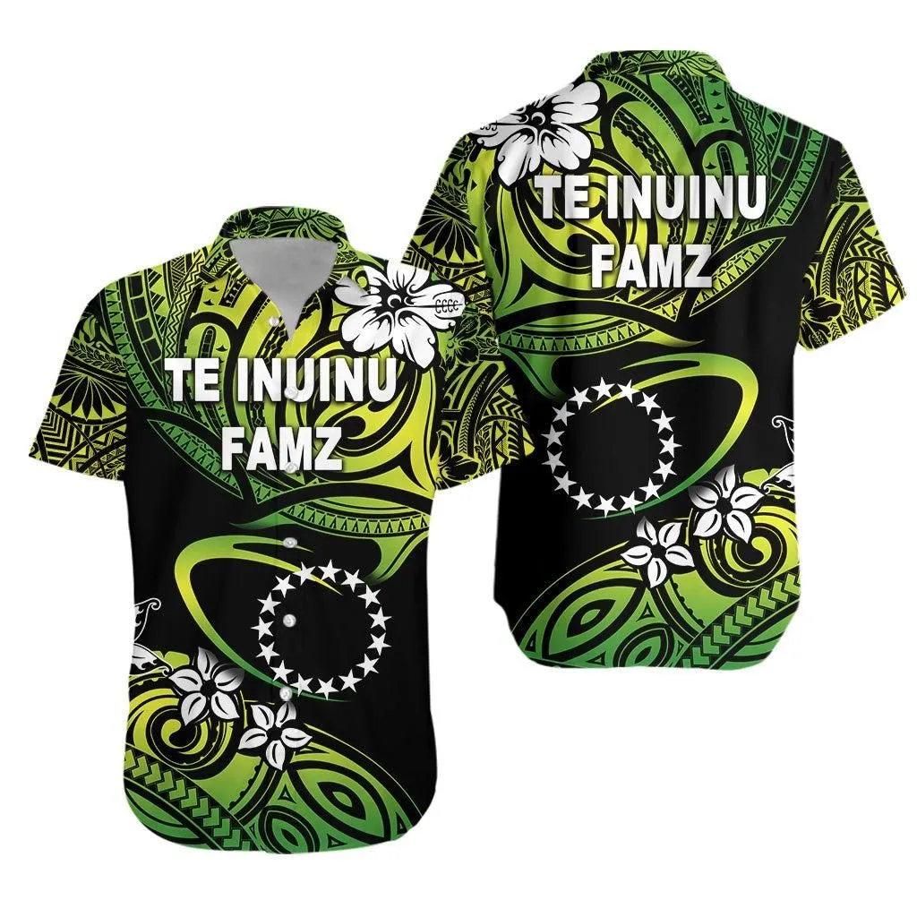 Te Inuinu Famz Cook Islands Rugby Hawaiian Shirt Unique Vibes Green Lt8_1