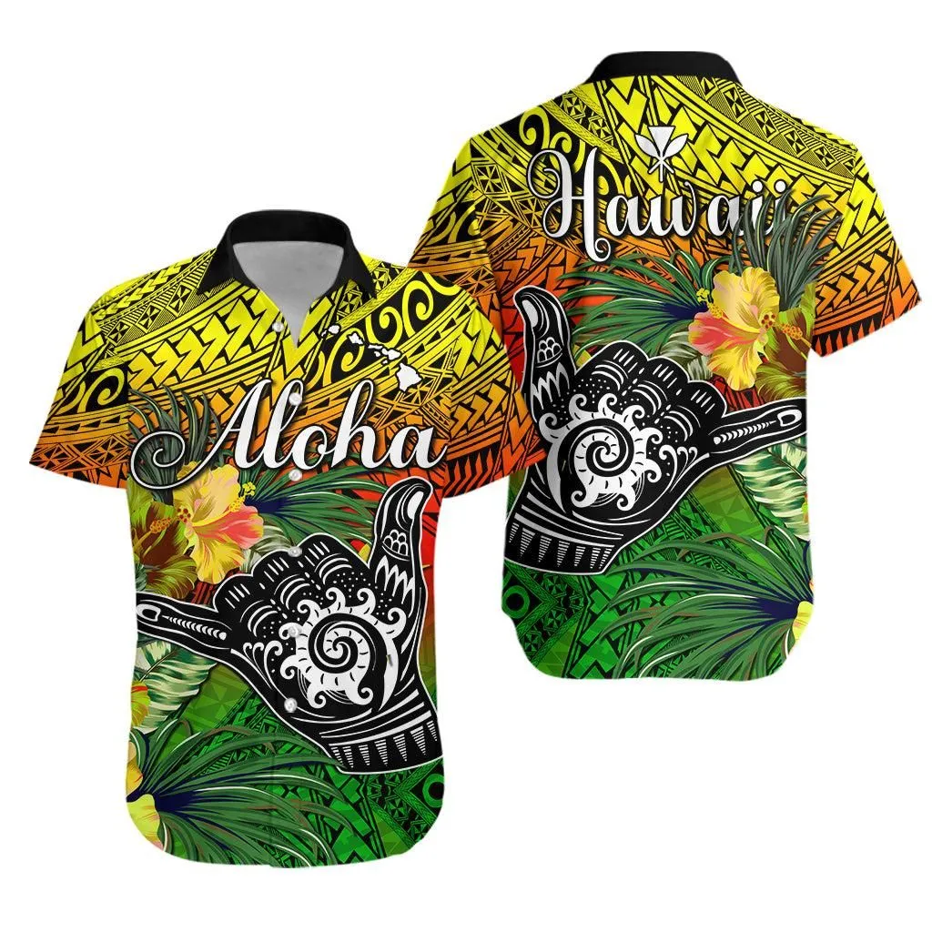 The Shaka Hawaii Hawaiian Shirt Tropical Flowers Reggae Version Lt13_0