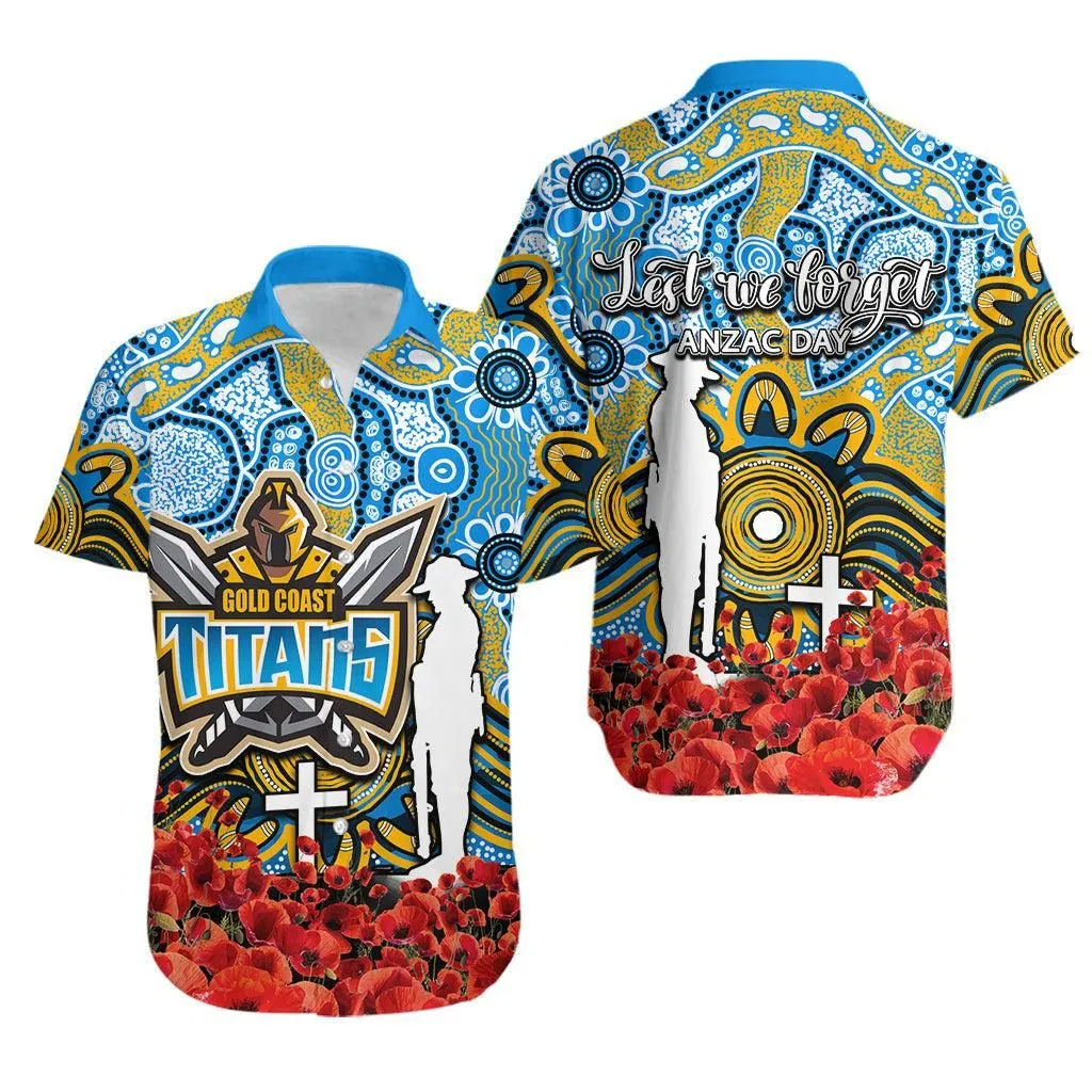 Titans Hawaiian Shirt Anzac Day Poppy Flowers With Aboriginal Lt6_1