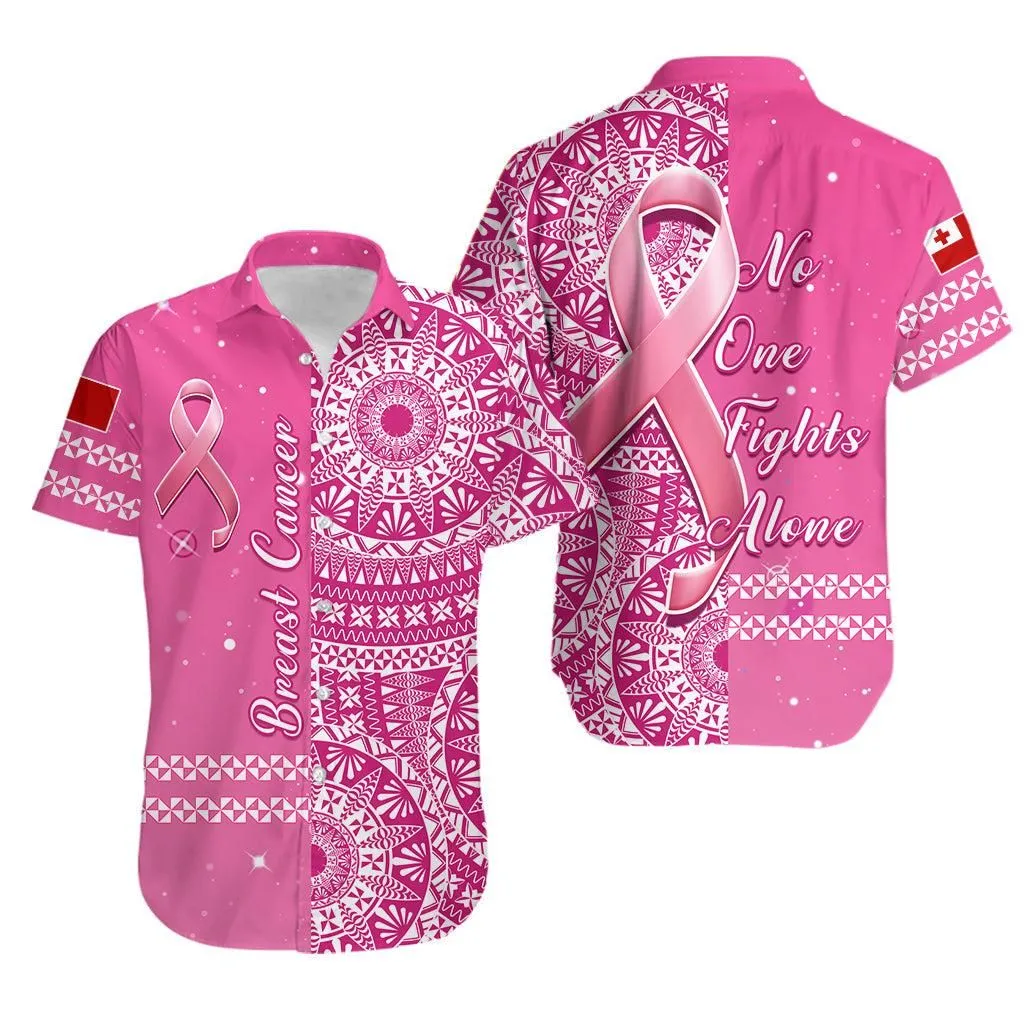 Tonga Breast Cancer Hawaiian Shirt Tongan Ngatu Pattern No One Fights Alone Lt14_0