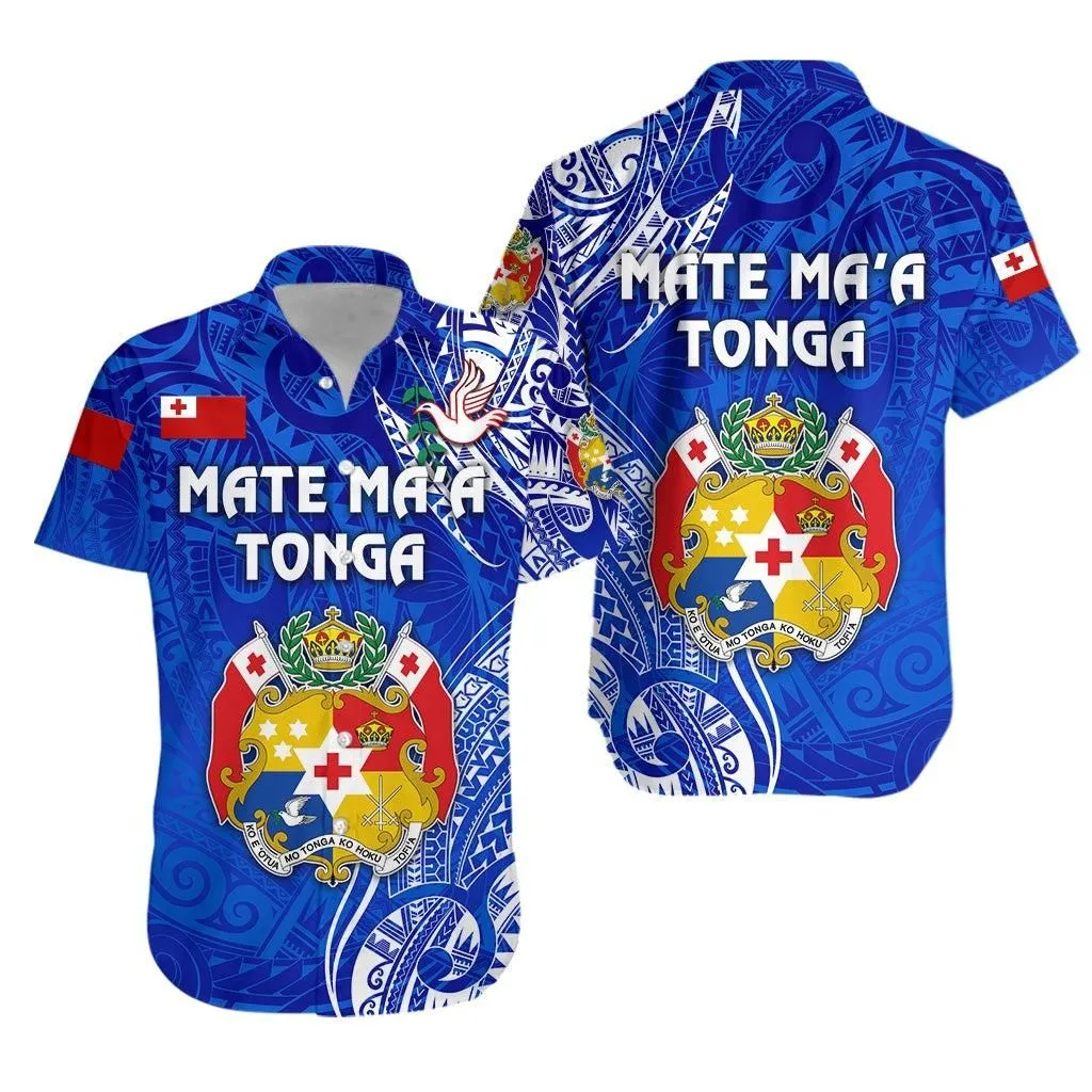 Tonga Coat Of Arms Hawaiian Shirt Simple Vibes Blue Lt8_1