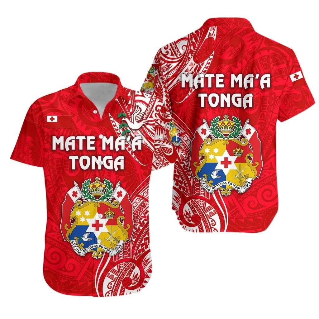 Tonga Coat Of Arms Hawaiian Shirt Simple Vibes Bright Red Lt8_1