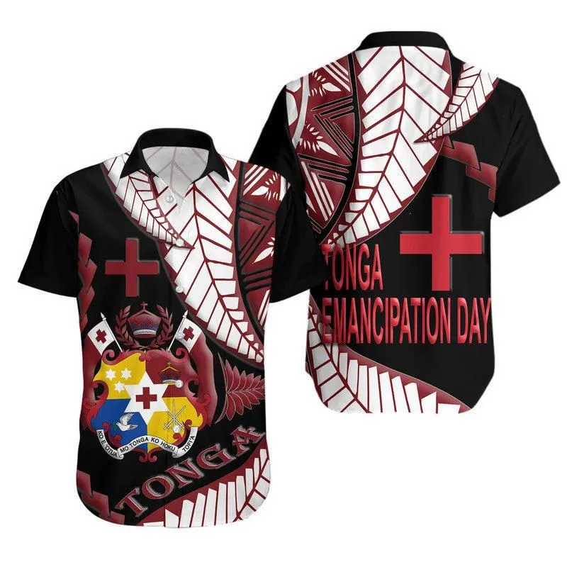 Tonga Emancipation Day Hawaiian Shirt Kupesi Pattern No1 Black Lt9_0