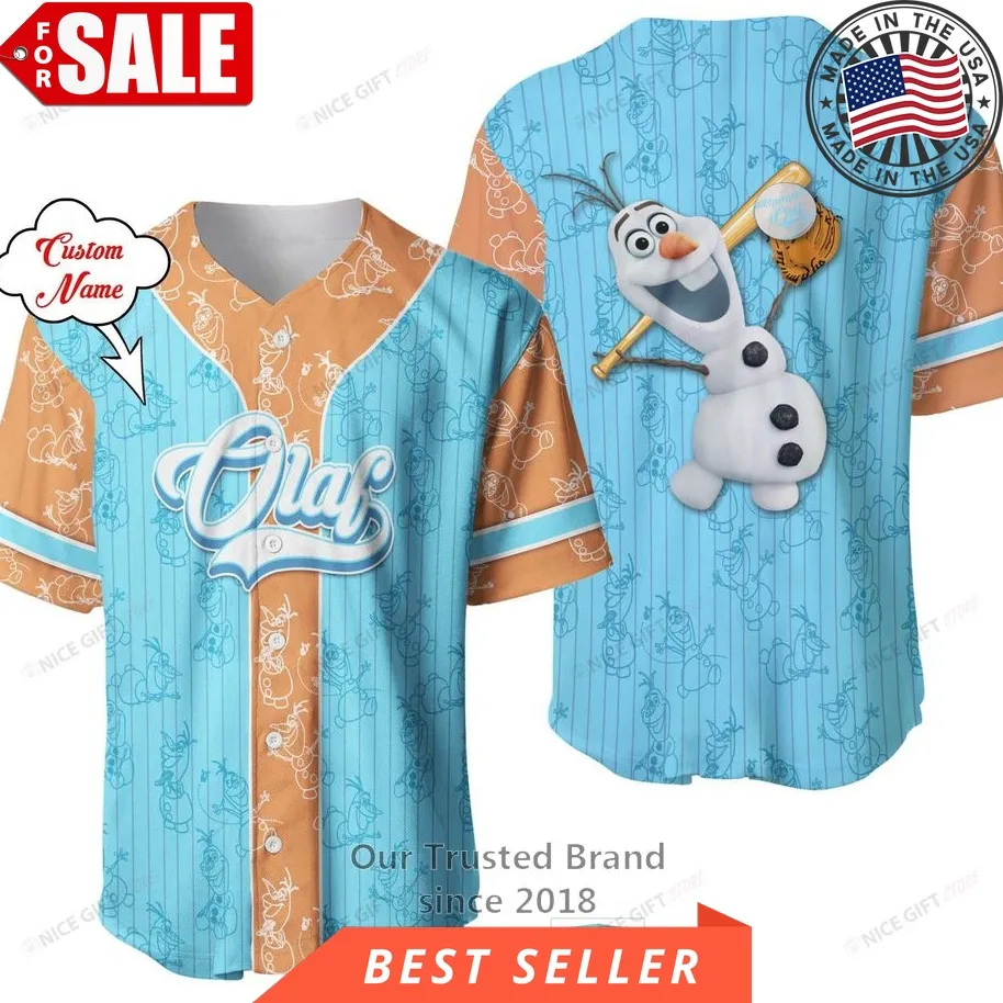 Frozen Olaf Custom Name Baseball Jersey Shirt