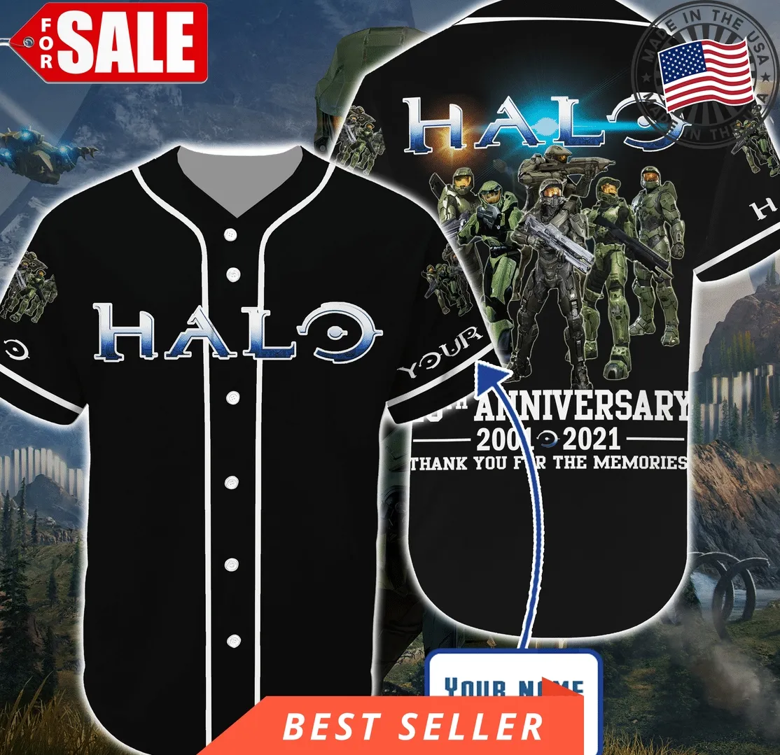 Gaming Black Halo Personalized Custom Name Baseball Tee Jersey Shirt Unisex Men Women