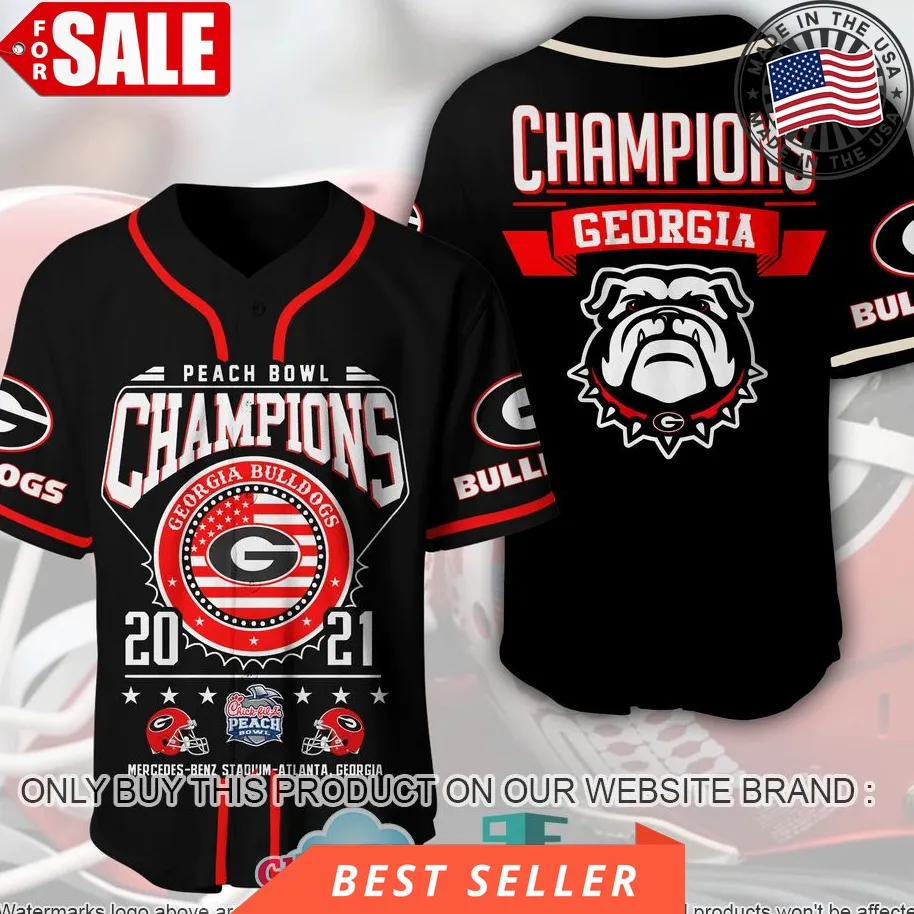 Georgia Bulldogs Peach Bowl Champions 2021 Baseball Jersey