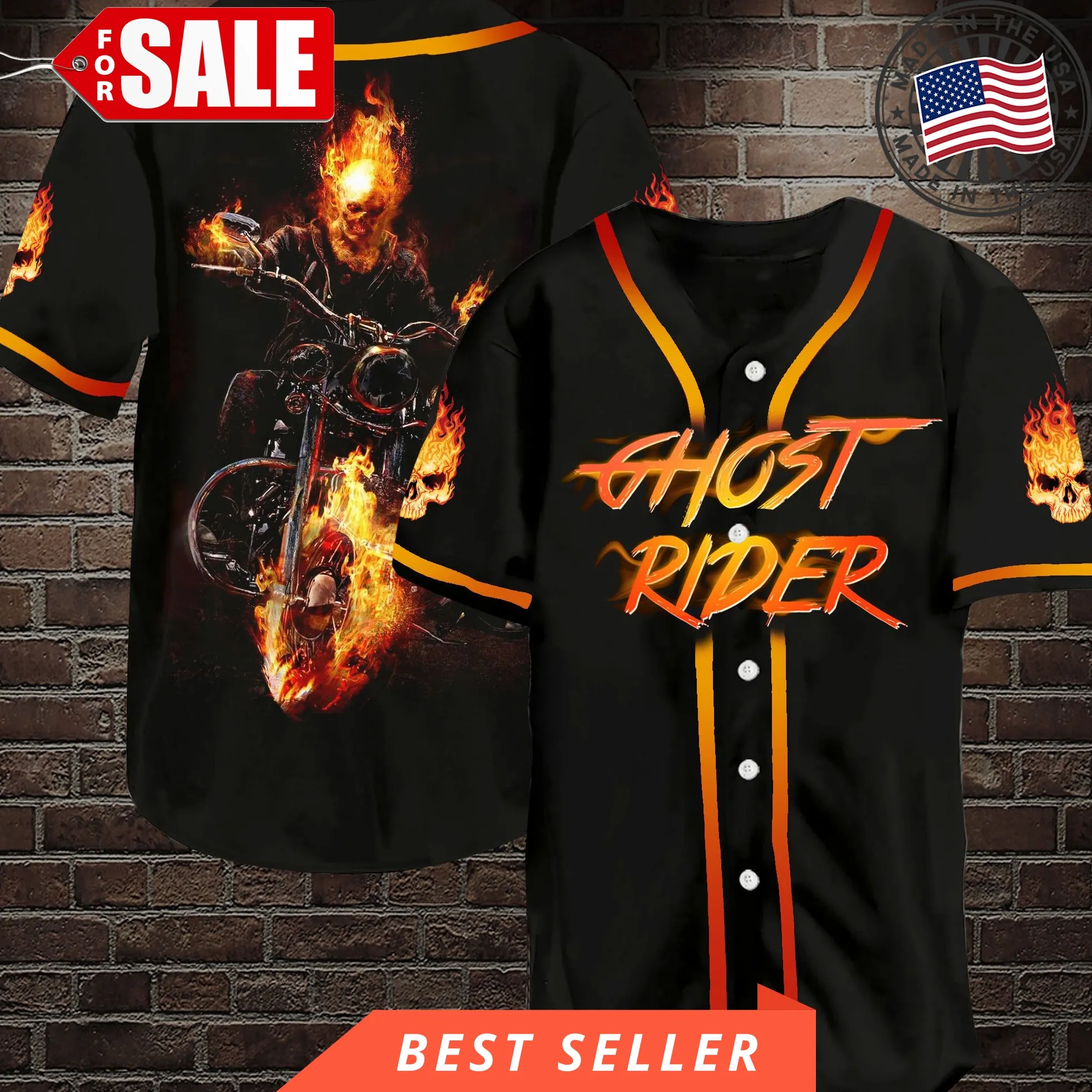 Ghost Rider Baseball Jersey Shirt