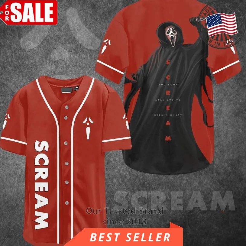 Ghostface Scream You Look Like You've Seen A Ghost Baseball Jersey
