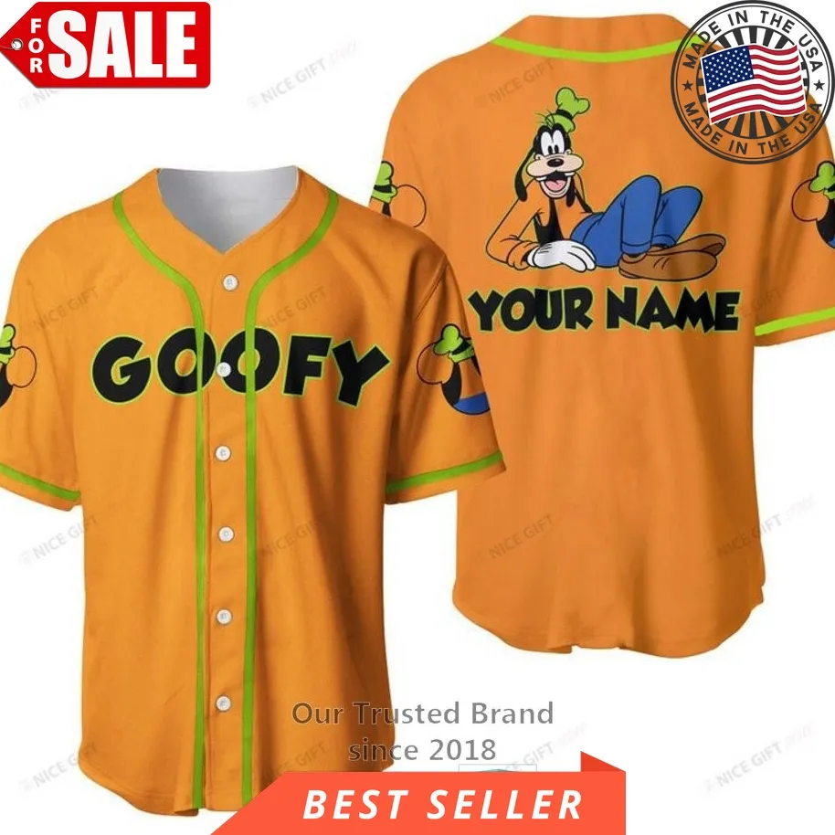Goofy Custom Name Orange Baseball Jersey Shirt