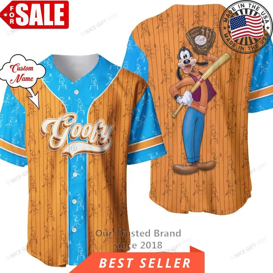 Goofy Walt Disney Custom Name Baseball Jersey Shirt
