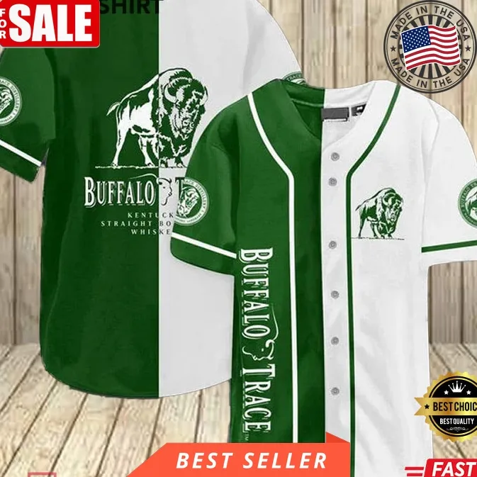 Green White Buffalo Trace Baseball Jersey